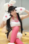 animal_ears boots bunny_ears cosplay halter_top kei k-on! nakano_azusa paw_gloves shorts thighhighs twintails rating:Safe score:1 user:nil!