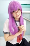 cosplay gintama glasses looking_over_glasses namada purple_hair sailor_uniform sarutobi_ayame school_uniform rating:Safe score:2 user:darkgray