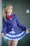 blazer blonde_hair blouse cosplay hairbow love_live!_school_idol_project minami_kotori pleated_skirt ponytail school_uniform skirt skirt_lift yaya rating:Safe score:2 user:nil!