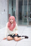 blouse cardigan cosplay kneesocks kuroko_no_basuke mogeta momoi_satsuki pink_hair pleated_skirt school_uniform skirt rating:Safe score:0 user:nil!
