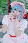 blouse blue_hair cosplay hat remilia_scarlet sakuragi_mui skirt touhou wings rating:Safe score:0 user:nil!