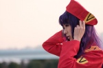 beret cosplay jacket katsuragi_misato makiron neon_genesis_evangelion purple_hair rating:Safe score:0 user:pixymisa