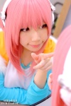 ako cosplay headset hoodie mirror nitro_super_sonic pink_hair super_soniko tshirt rating:Safe score:0 user:nil!