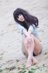 barefoot beach hairband han_ga_eun shirt shorts rating:Safe score:1 user:mock