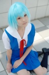 ayanami_rei blouse blue_hair cosplay jumper kneesocks mako neon_genesis_evangelion pantyhose school_uniform rating:Safe score:1 user:nil!