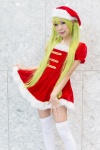 dress green_hair hair_clips santa_costume stocking_cap thighhighs yae_maiko zettai_ryouiki rating:Safe score:2 user:pixymisa