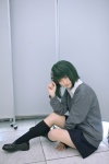 blouse cosplay glasses green_hair hina hori-san_to_miyamura-kun kneesocks kouno_sakura pleated_skirt school_uniform skirt sweater rating:Safe score:1 user:nil!