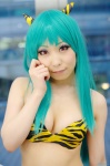 aqua_hair bikini_top cleavage cosplay horns ichijyou_kazuha lum swimsuit tiger_print urusei_yatsura rating:Safe score:1 user:nil!