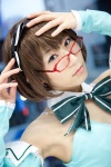 aizawa_tomomi bowtie collar cosplay detached_sleeves glasses hairband looking_over_glasses minazuki_rui pia_carrot pia_carrot_3 strapless_dress rating:Safe score:0 user:pixymisa