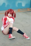 bloomers cosplay dome_(cosplayer) hair_ties isshiki_akane kneesocks red_hair track_jacket twintails vividred_operation rating:Safe score:1 user:pixymisa