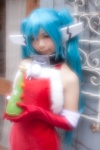 aqua_hair collar cosplay dress earwings elbow_gloves gloves nymph santa_costume sora_no_otoshimono suu twintails rating:Safe score:0 user:xkaras