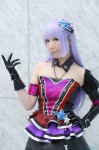 aikatsu! cosplay detached_sleeve dress gloves hairbow hikami_sumire purple_hair shaa rating:Safe score:0 user:nil!
