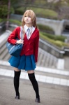 aisaka_taiga blazer blonde_hair blouse cosplay kanda_midori pleated_skirt school_uniform skirt thighhighs toradora! zettai_ryouiki rating:Safe score:3 user:xkaras