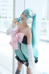 aqua_hair cosplay detached_sleeves dress hatsune_miku kneehighs microphone tagme_song twintails uni vocaloid rating:Safe score:0 user:nil!
