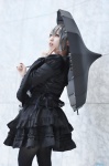 black_legwear cosplay dress drill_hair idolmaster kanzaki_ranko pantyhose saki_(ii) silver_hair twin_drills umbrella rating:Safe score:0 user:nil!