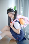 backpack bakemonogatari blouse cosplay hachikuji_mayoi hairband hairbows himawari jumper school_uniform socks twintails rating:Safe score:1 user:nil!