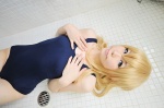 assam bathroom blonde_hair cosplay haruka k-on! kotobuki_tsumugi one-piece_swimsuit swimsuit rating:Safe score:0 user:nil!