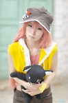 cosplay croptop hat hoodie maitako miniskirt misaki_shiki red_hair skirt stuffed_animal subarashiki_kono_sekai rating:Safe score:0 user:nil!