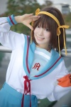 ai_(v) armband cosplay hairband hair_ribbons pleated_skirt sailor_uniform school_uniform skirt suzumiya_haruhi suzumiya_haruhi_no_yuuutsu rating:Safe score:0 user:nil!