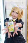 blonde_hair blouse cosplay familymart hairband hair_clips kagamine_rin shorts tie vocaloid wristband yu rating:Safe score:0 user:nil!