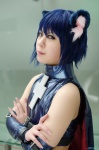 animal_ears blue_hair cape cat_ears cosplay croptop crossplay crucifix detached_sleeves kazuha shugo_chara! trousers tsukiyomi_ikuto rating:Safe score:0 user:nil!