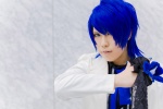 blazer blue_eyes blue_hair cosplay crossplay flower kaito keito_(ii) shirt tie vocaloid rating:Safe score:0 user:pixymisa