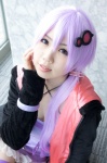 cleavage cosplay dress hair_clips hana_(ii) hoodie purple_hair thighhighs twintails vocaloid yuzuki_yukari zettai_ryouiki rating:Safe score:0 user:pixymisa