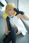 blonde_hair blouse blue_eyes braid cosplay flower gloves harumiya_yun kagamine_rin panties scarf thighhighs vocaloid zettai_ryouiki rating:Safe score:2 user:pixymisa