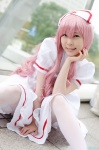 cosplay crosscrossplay dress mashiro_ayaki nurse nurse_cap nurse_uniform pantyhose pink_hair princess_princess yukata_mikoto rating:Safe score:1 user:nil!