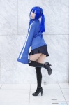 blue_hair cosplay ene headphones kagerou_project mashiro_ayaki pantyhose pleated_skirt print_legwear sheer_legwear skirt thighhighs track_jacket twintails zettai_ryouiki rating:Safe score:2 user:nil!