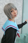 ari cardigan cosplay nagato_yuki sailor_uniform school_uniform silver_hair suzumiya_haruhi_no_yuuutsu rating:Safe score:0 user:nil!