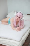 babydoll bra cosplay headphones hiiragi_haruka nitro_super_sonic panties pantyhose pink_hair sheer_legwear super_soniko rating:Safe score:0 user:pixymisa