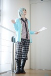 blue_hair boots cardigan cosplay crossplay dress_shirt mikaze_ai tie trousers uta_no_prince-sama yaya rating:Safe score:0 user:nil!