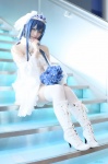 blue_hair boots cosplay dress kai_(ii) love_live!_school_idol_project sonoda_umi thighhighs tiara white_legwear zettai_ryouiki rating:Safe score:0 user:nil!