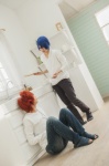 aobaichi blue_hair cosplay crossplay headphones hijirikawa_masato long_sleeve_tshirt otoya_ittoki red_hair shima trousers uta_no_prince-sama rating:Safe score:0 user:pixymisa