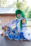 cosplay detached_sleeves green_hair kochiya_sanae lenfried miniskirt skirt socks touhou rating:Safe score:0 user:nil!