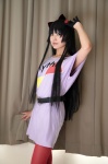 akiyama_mio cosplay dress hairbow k-on! one_glove pantyhose saotome_kanata tank_top rating:Safe score:1 user:nil!
