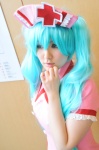 aaya aqua_hair choker cosplay dress hatsune_miku koiiro_byoutou_(vocaloid) nurse nurse_cap nurse_uniform twintails vocaloid rating:Safe score:0 user:nil!