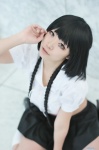 blouse cosplay croptop juju kneesocks okino_mayoko pleated_skirt skirt twin_braids zone-00 rating:Safe score:0 user:nil!
