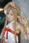 armbands asuna_(sao) blonde_hair chains cosplay croptop elf_ears long_skirt skirt sword_art_online yuuri_(shio274) rating:Safe score:0 user:pixymisa