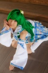 cosplay detached_sleeves green_hair kochiya_sanae lenfried miniskirt skirt socks touhou rating:Safe score:0 user:nil!