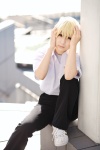 amamiya_laiko blonde_hair cosplay higurashi_no_naku_koro_ni houjou_satoshi school_uniform rating:Safe score:0 user:nil!