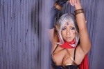 bikini_top cape cleavage cosplay elf_ears eternal_darkness fingerless_gloves handcuffs non original silver_hair swimsuit rating:Safe score:1 user:nil!