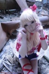 blonde_hair cleavage cosplay croptop deep_rabbit macross macross_frontier macross_frontier:_itsuwari_no_utahime saku shawl sheryl_nome shorts rating:Safe score:0 user:nil!