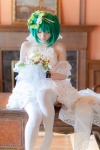 ahoge cosplay green_hair macross macross_frontier necklace ranka_lee rinrinko thighhighs wedding_dress rating:Safe score:2 user:pixymisa