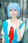 ayanami_rei blouse blue_hair cosplay jumper neon_genesis_evangelion nepachi school_uniform rating:Safe score:1 user:nil!