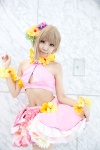 aiba_yumi blonde_hair cosplay croptop flowers hizuki_yuuki idolmaster miniskirt pantyhose petticoat sheer_legwear skirt rating:Safe score:0 user:pixymisa