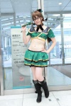 akizuki_ritsuko boots cosplay croptop glasses hairbow idolmaster microphone miniskirt ohtsuki_amo ribbon_tie skirt twin_braids rating:Safe score:1 user:pixymisa