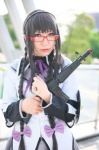 akemi_homura blouse cosplay glasses gun hairband miniskirt puella_magi_madoka_magica rifle skirt twin_braids yaya rating:Safe score:0 user:nil!