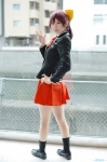baka_to_test_to_shoukanjuu blazer blouse cosplay hairbow hana_(ii) pleated_skirt ponytail red_hair school_uniform shimada_minami skirt socks rating:Safe score:4 user:nil!